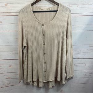 Soft Surroundings Faux Button Down Long Sleeve Blouse